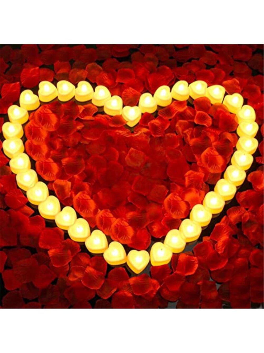 Rose Petals LED Tea Light Candles Romantic Wedding Valentine Anniversary Set